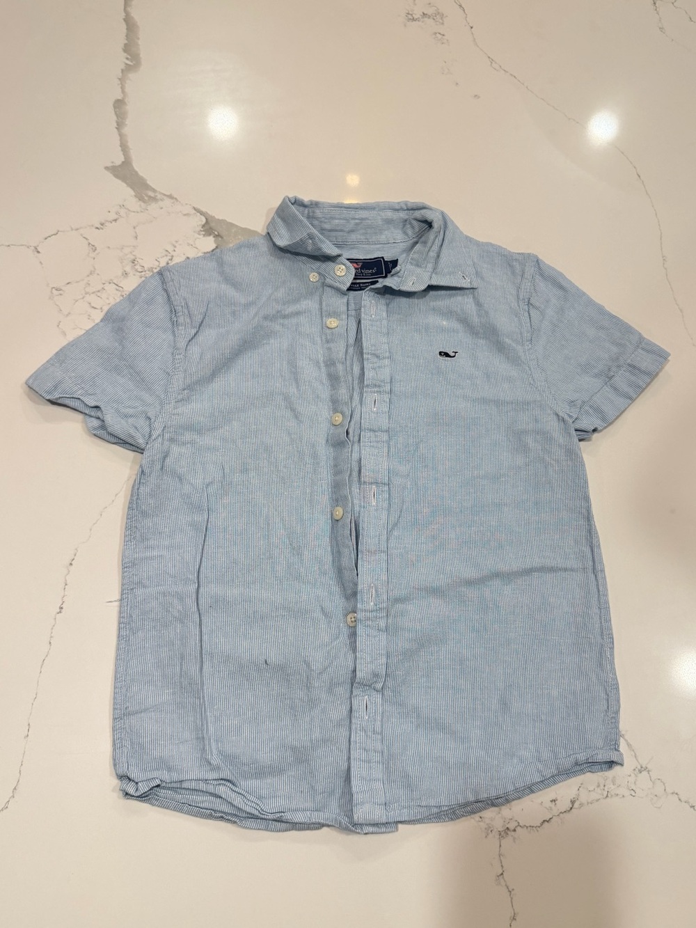 Boys Small Vineyard Vines Light Blue Short-Sleeve Button-Down Shirt